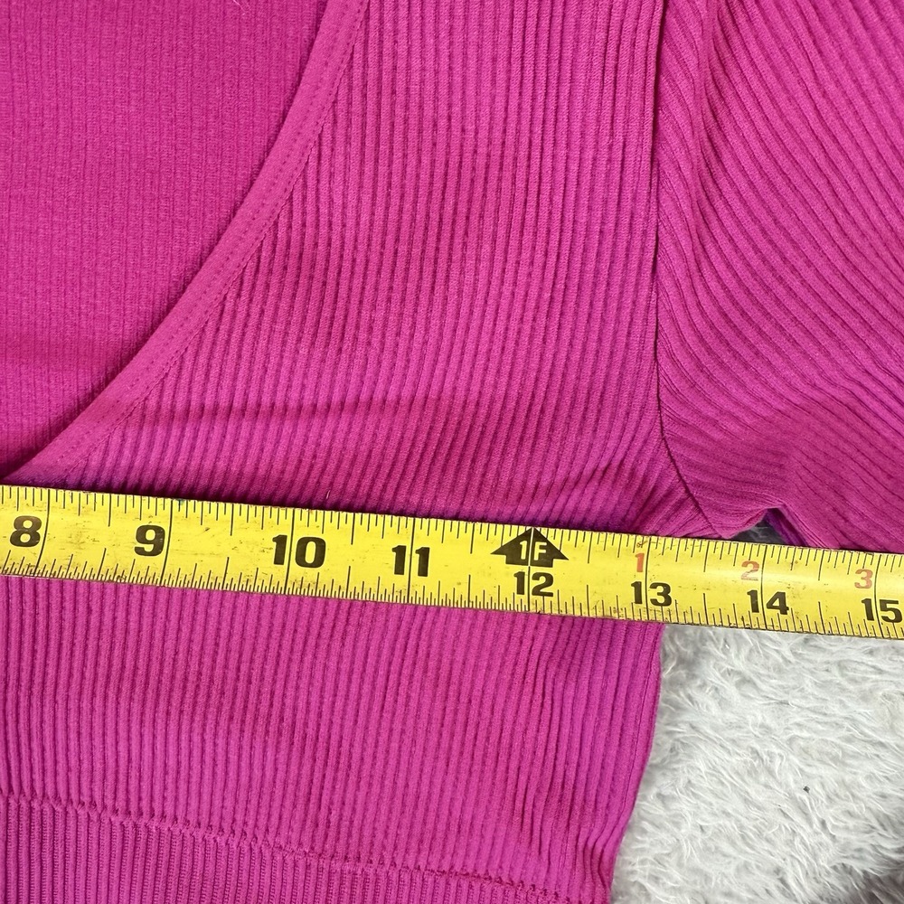 Garage Hot Pink Ribbed Long Sleeve Baby Tee Top Small Cropped Going Out Y2K Vibe - Picture 5 of 9